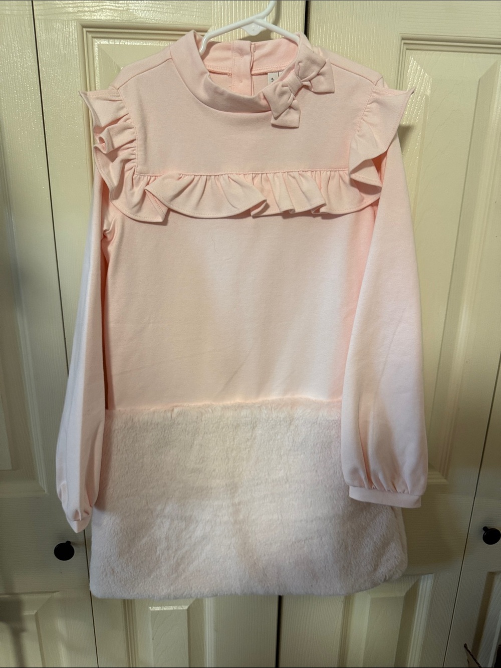 Kids Pink Ruffle Long-Sleeve Dress with Faux Fur Hem Janie and Jack